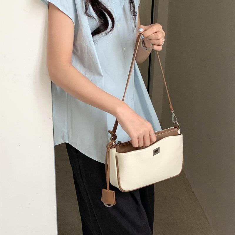 New Small Square Bag Feeling Fashionable Canvas Underarm Bag High Sense Versatile Portable Shoulder Bag Women