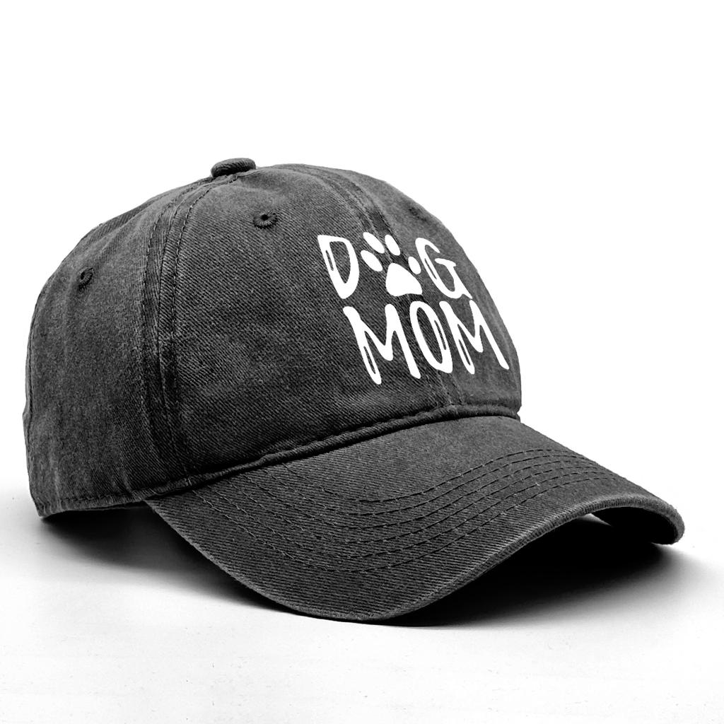 DOG MOM Print Adjustable Baseball Hat Washed Cotton Adjustable Buckle Stylish Snapback Baseball Cap Ideal Choice For Men Women
