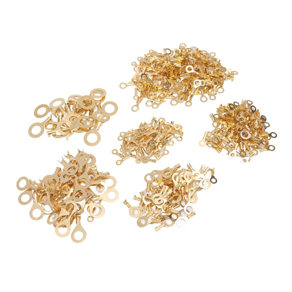 540PCS Brass Wire Lugs Assortment Set Electric Cable Ring Lugs with Storage Box M3 M4 M5 M6 M8 M10