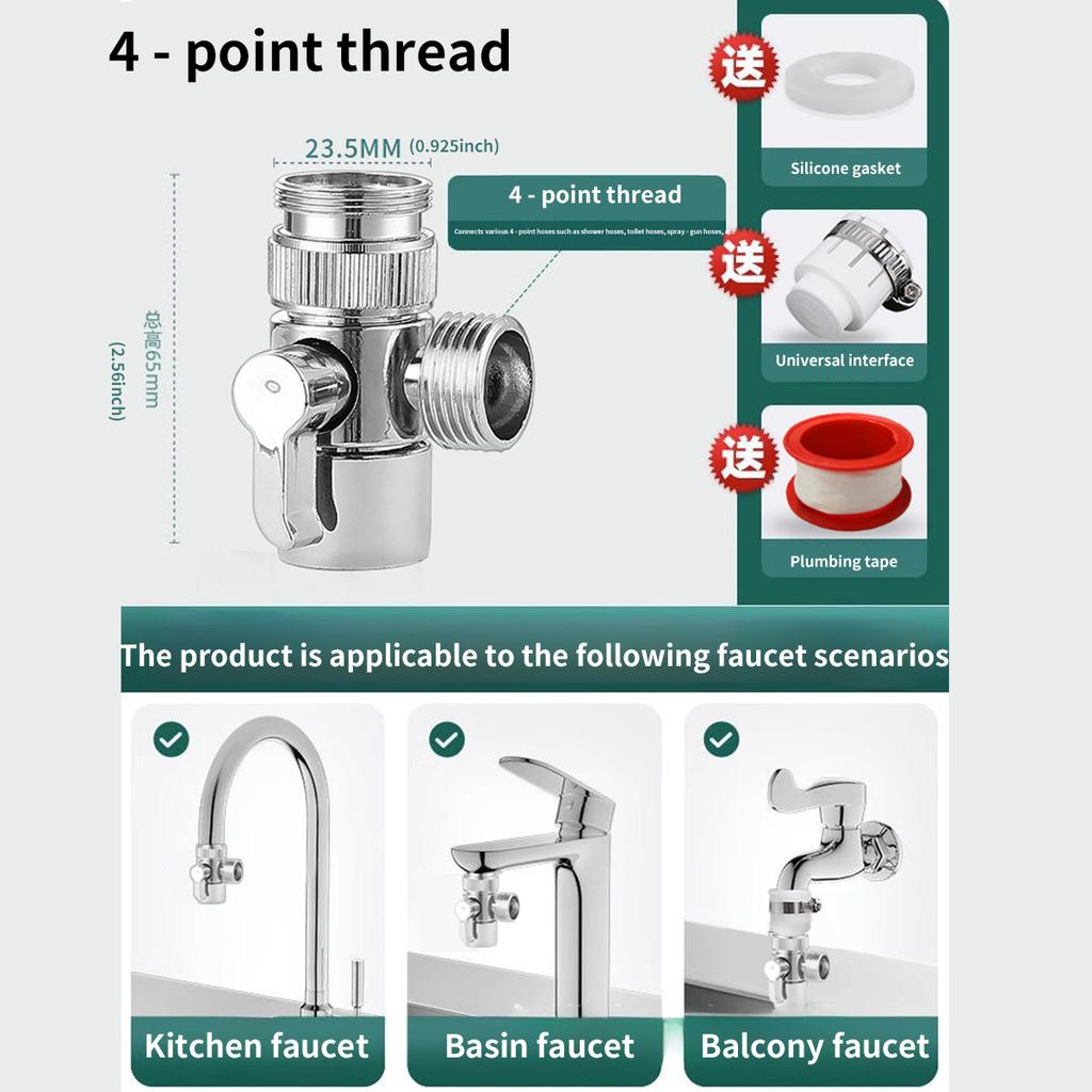 Dual Mode Faucet Diverter - Switch Faucet/Shower Dispense At the Touch of a Button Tool-Free Installation Easy Installation
