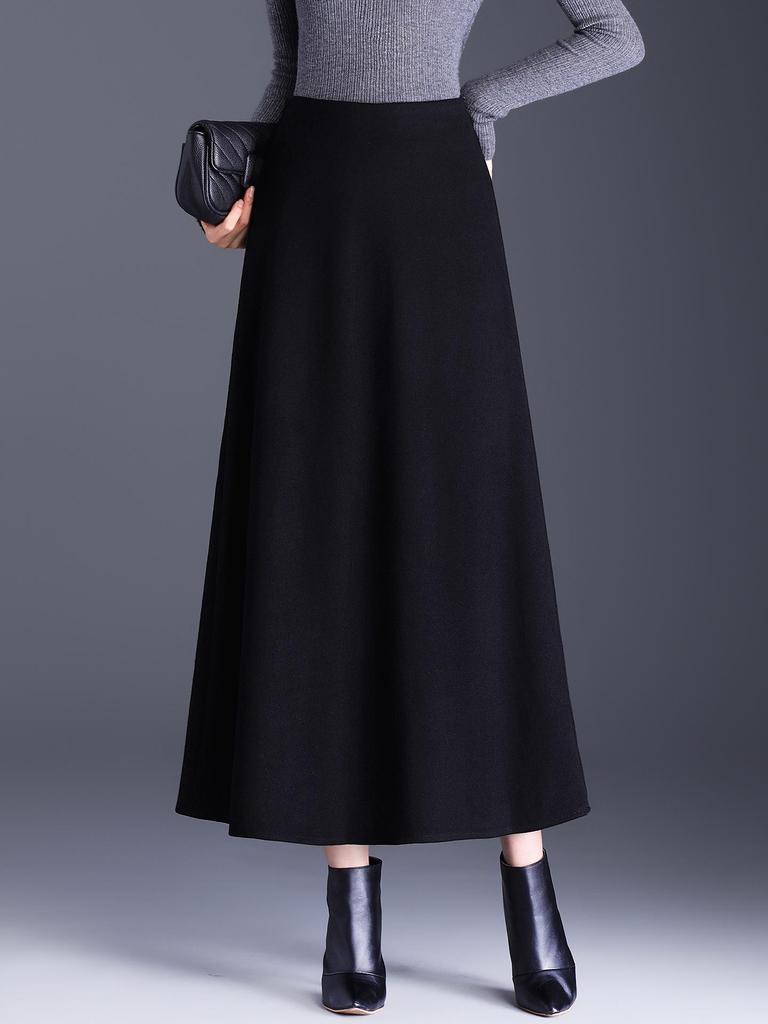 Elegant High-Waisted Fishtail A-Line Midi Skirt - Winter 2025 Slimming Style
