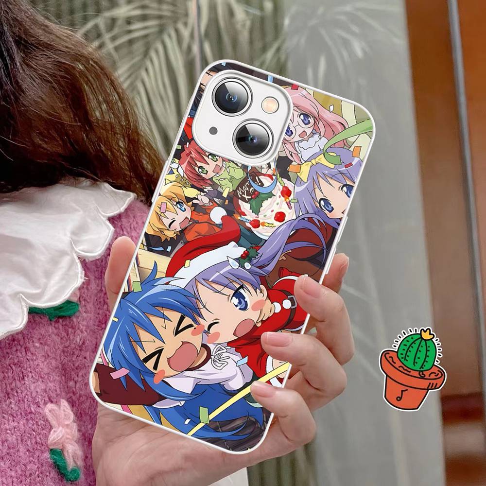 Anime Girl Lucky Star For IPhone 14 13 12 Mini 11 Pro XS Max X XR 14 Plus Tempered Glass Cover