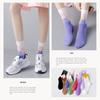 Women's Spring and Autumn Style Pure Cotton Mid-calf Socks, Gradient Color Letter Sports Socks, Long Socks