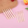 80Pcs Disposable Bamboo Fork Two-Tooth Fruit Fork Catering Household Fruit Fork