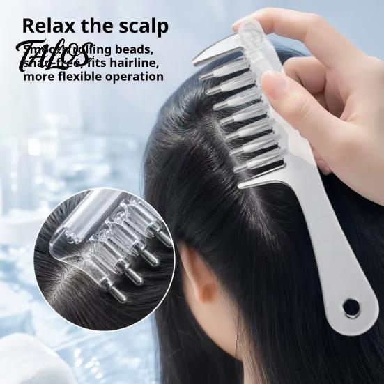 Essential Oil Hair Comb Scalp Applicator Comb, Round Massage Ball Teeth Design, 10ml Capacity, for Growth Clear Leakproof Portable Liquid Dispenser