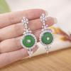 Rui Diamond Jewelry S925 Silver Gold-Plated Green Chalcedony Peace Buckle Earrings - Ideal Gift for Mom