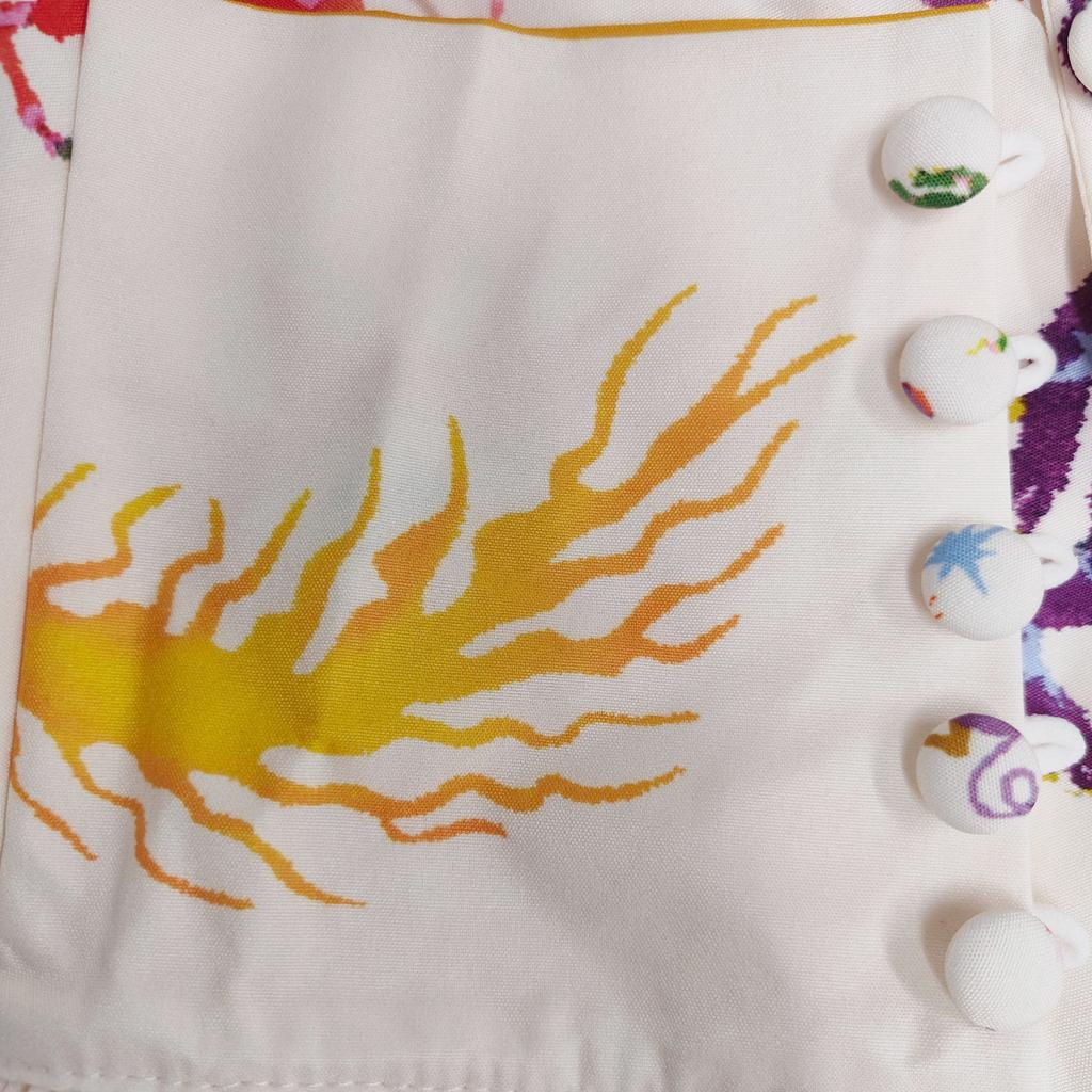 Women's Loose Graffiti Print Turn-Down Collar Lantern Long Sleeve Spring Cardigan Shirt