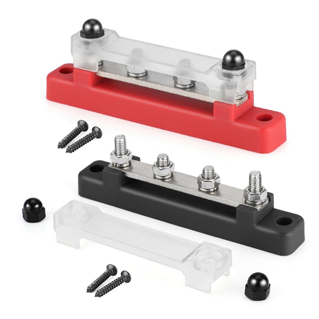 Power Distribution Block Bus Bar 4 Stud M6 Posts 48V 150A Terminal Block for Caravans Truck Boat Car
