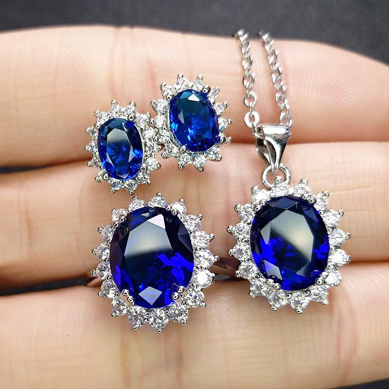 2026 Star Sapphire Jewelry Set Full of Diamonds Sunflower Jewelry Set Resizable