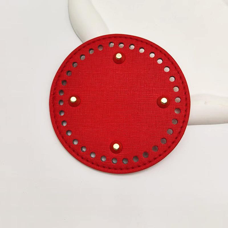 Hand-Crocheted DIY HyunA Woven Bag Base - 12cm Round PU Leather Bottom for Handbag Accessories