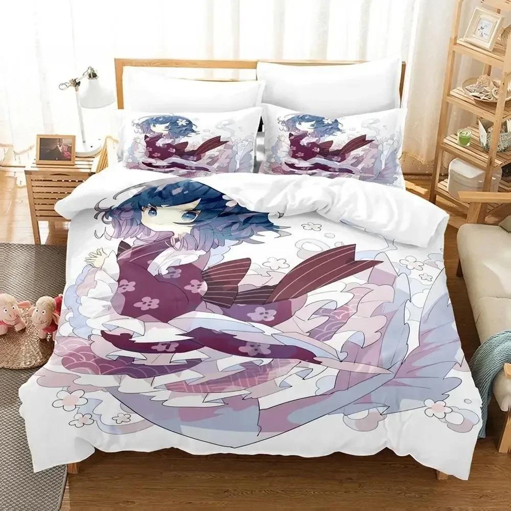 3D Print Anime Wakasagihime (Touhou) Bedding Set Printed Duvet Cover Pillowcase Single Double Queen Super King Size Sets