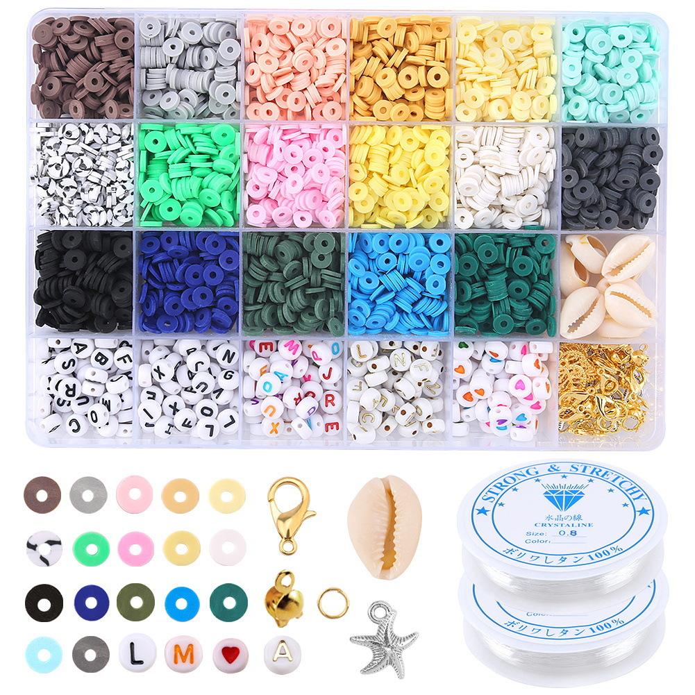 24 Grid Soft Pottery Sheet Set Soft Pottery Beads Pcv Mixture Clay Beads Diy Making Bracelet Necklace