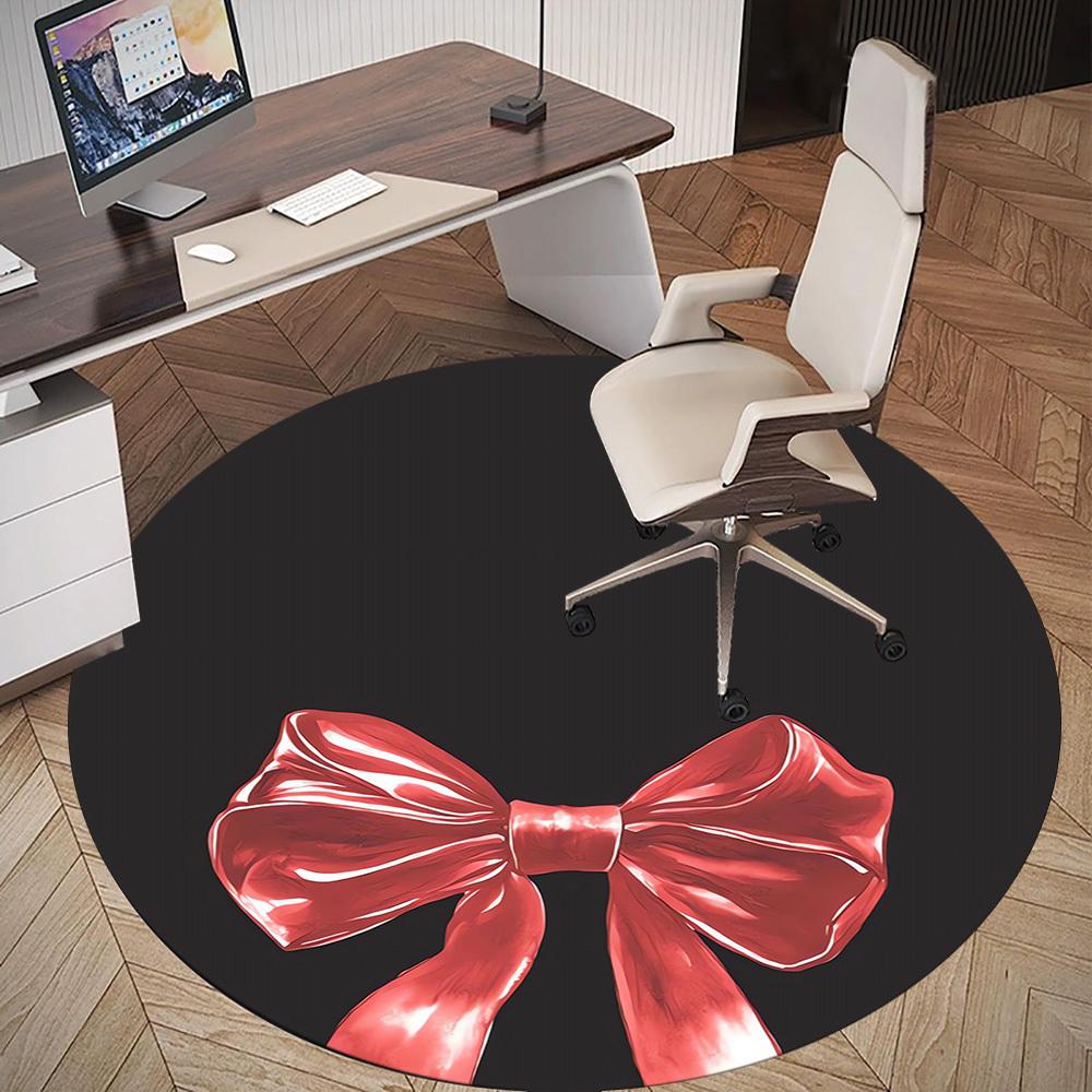 1pc bow ribbon Round Chair mat Area Rug - Non-Slip, Floor Mat for Office, Bedroom, and Indoor Decor c1118047