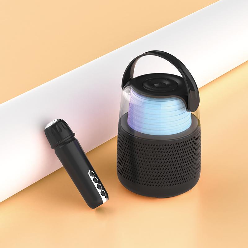 Barevná světla Domácí reproduktor Mini Karaoke Machine Dětský Přenosný Bluetooth reproduktor s bezdrátovým mikrofonem Rodinný reproduktor