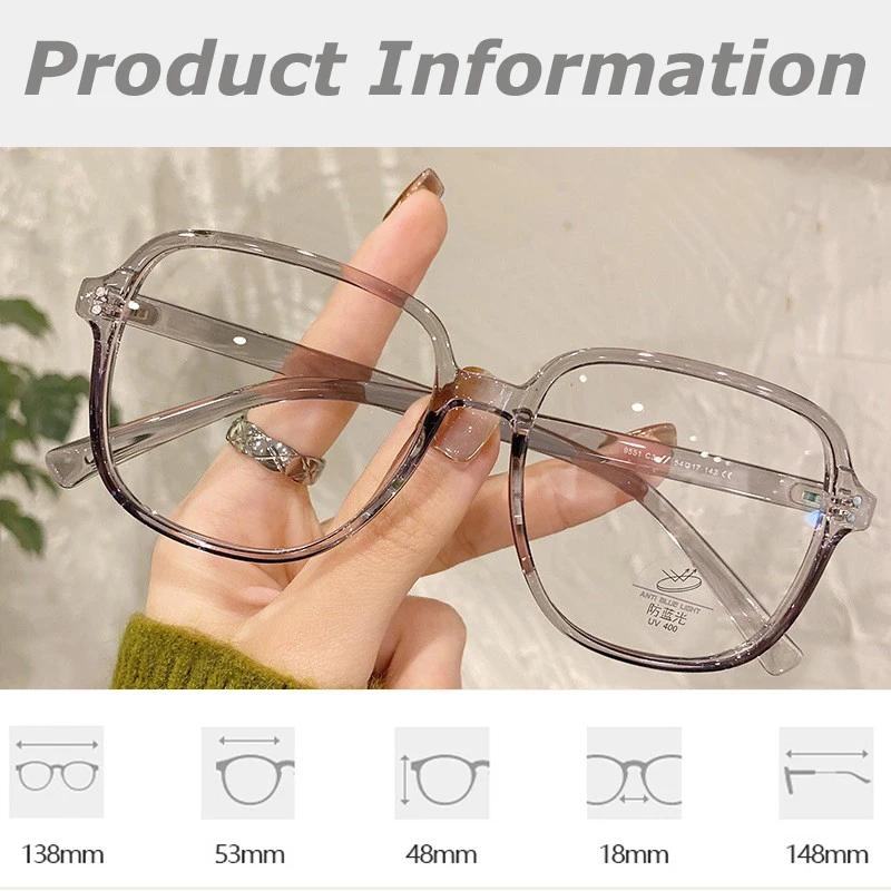 Women's Myopia Glasses Unisex Oversized Frame Nearsighted Glasses Ladies Retro Blue Light Blocking Eyeglasses Diopter 0 TO -4.0