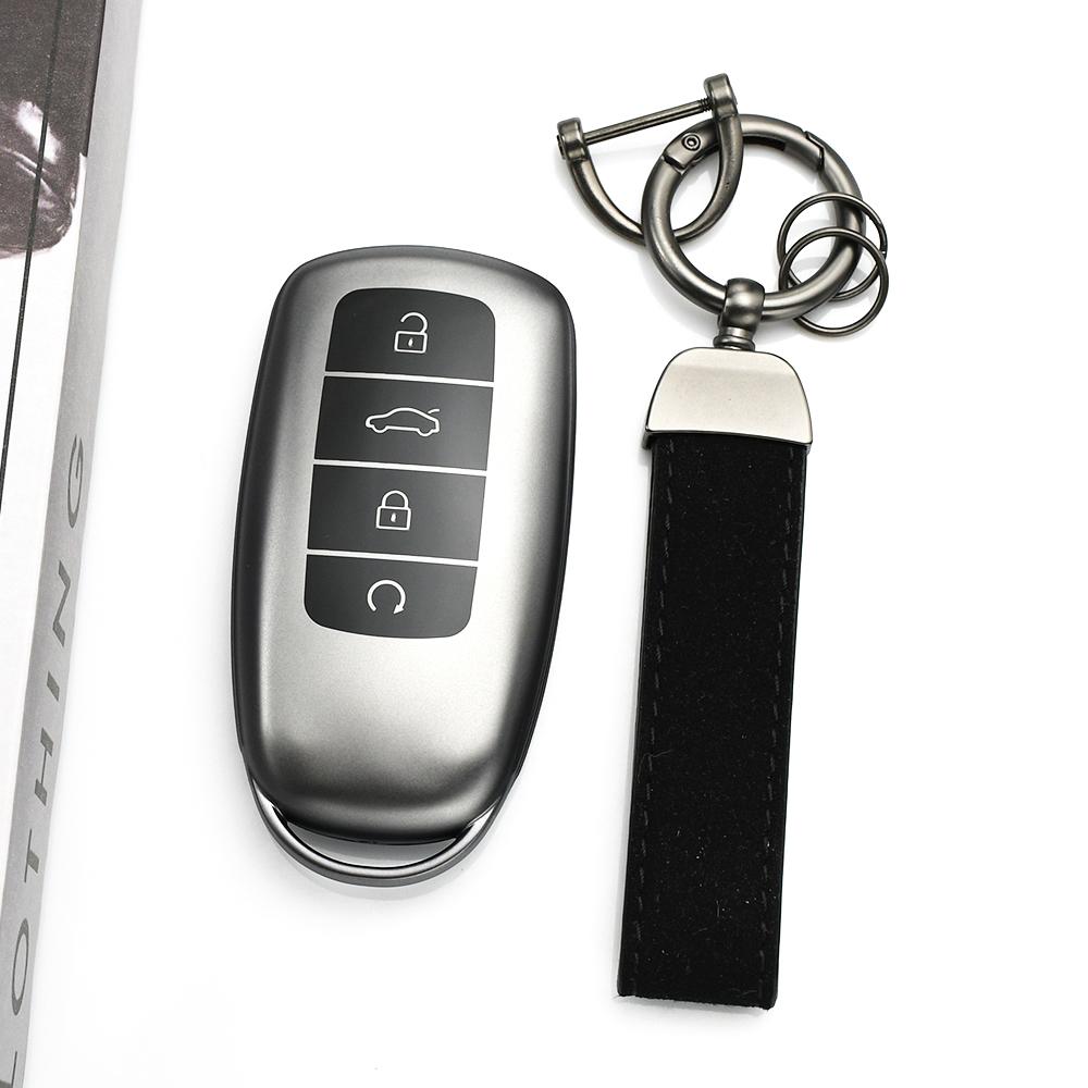 Gun Grey Tpu Auto Shell Fob Accessories For Chery Tiggo 8Plus New 5 Plus 7Pro Omoda 5 Tiggo 8 Pro Car Key Case Cover Keychain