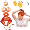 1970s Hippie Costume Jewelry Accessory For 70s 60s Themed Party Hair Band Glasses Knitted Headband Necklace Earrings