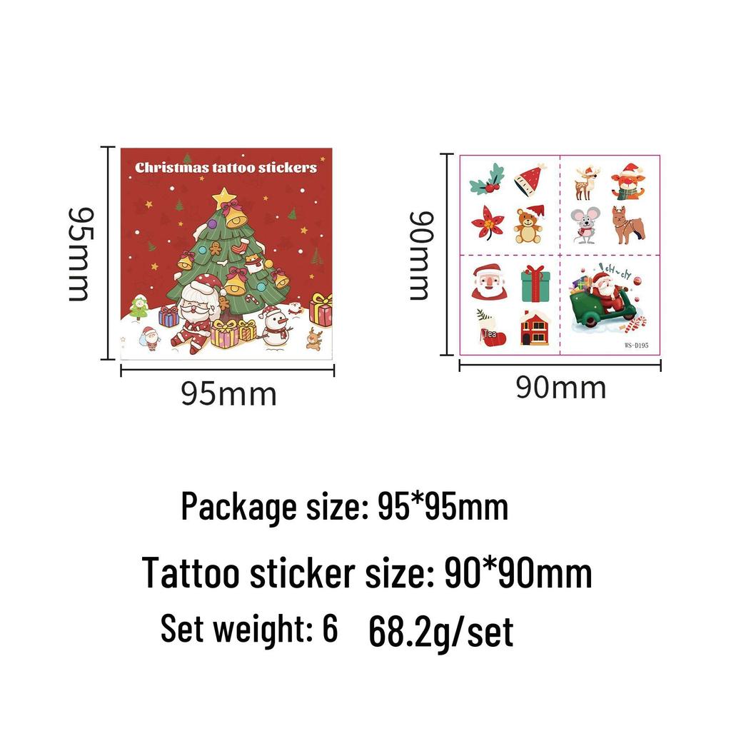 Festive Waterproof Cartoon Christmas Tattoo Stickers for Kids