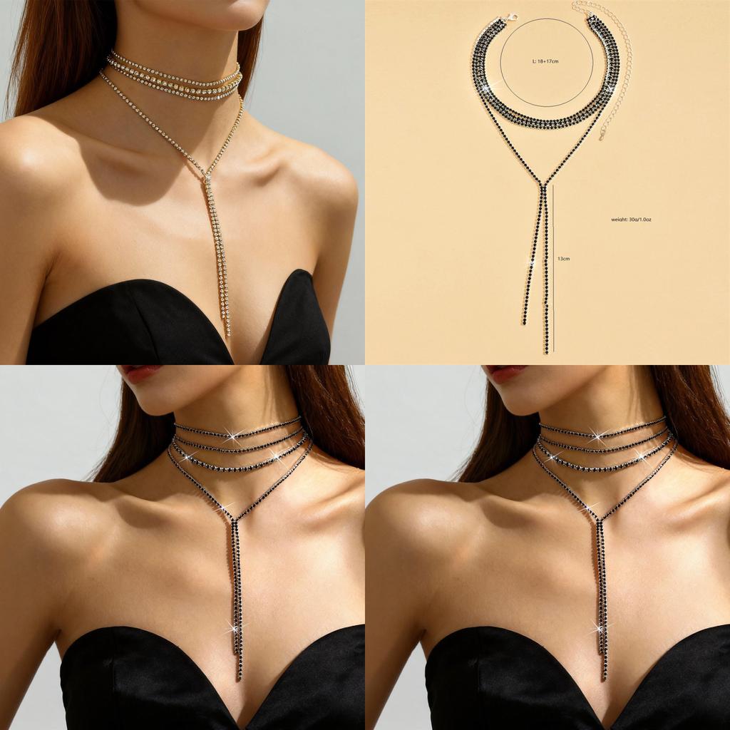 Geometric Pendant Necklace For Women With Sparkling Crystals And Multilayer Design For Fashionable Look