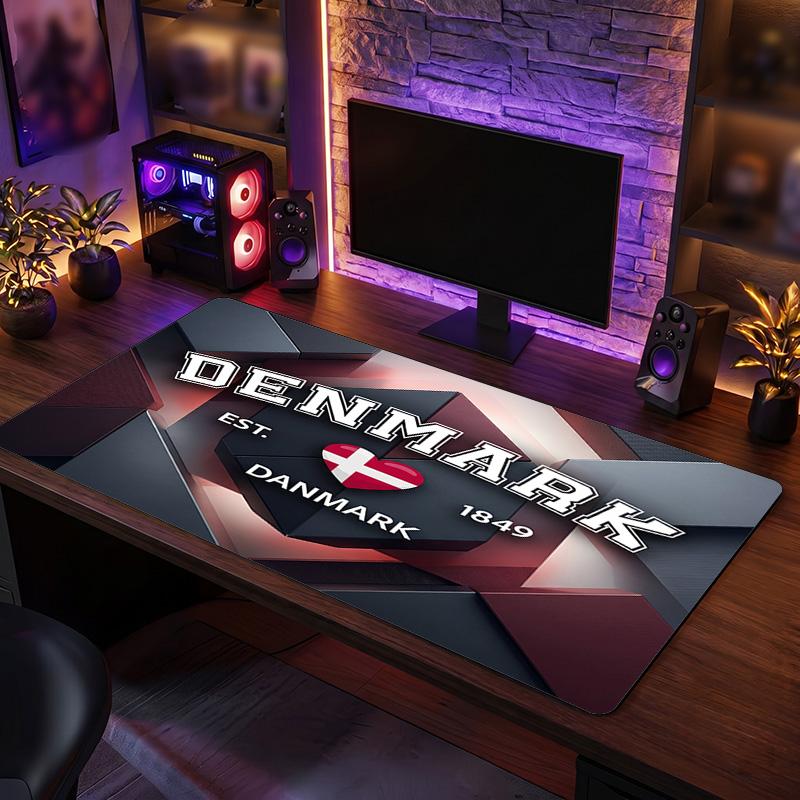 Denmark Football Crest Mouse Pad, Extended Non Slip Rubber Desk Mat for Gaming Office Laptop Fan Gift