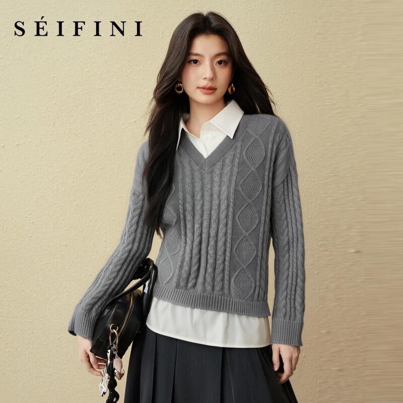 

Женский вязаный свитер SEIFINI с эффектом двухслойности L