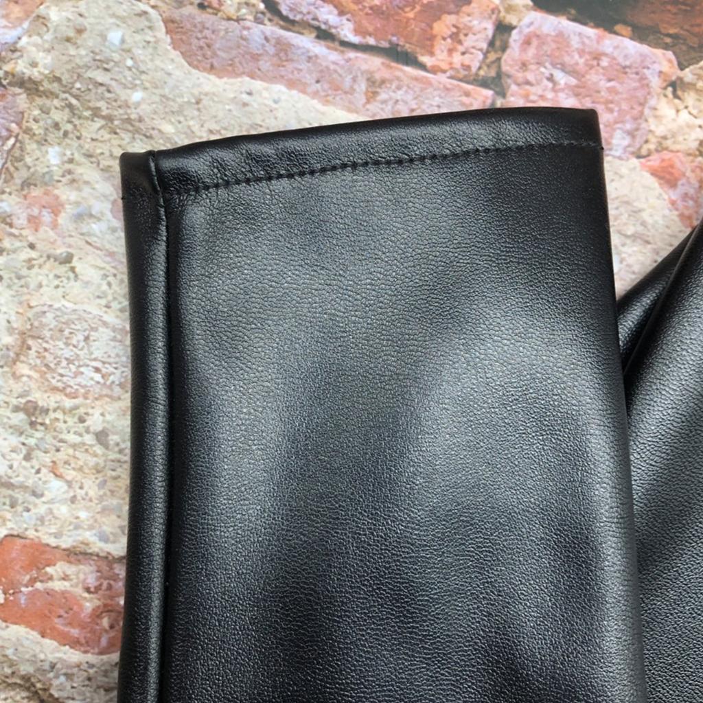 Black PU Faux Leathers Long Arm Warmer Dress Up Fingerless Gloves Costume Party Cosplay Elbow Mitten