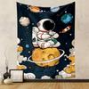 Astronaut Meditating on a Planet Patterned Tapestry Decorative Wall Hanging, Home Bedroom Living Room Decor