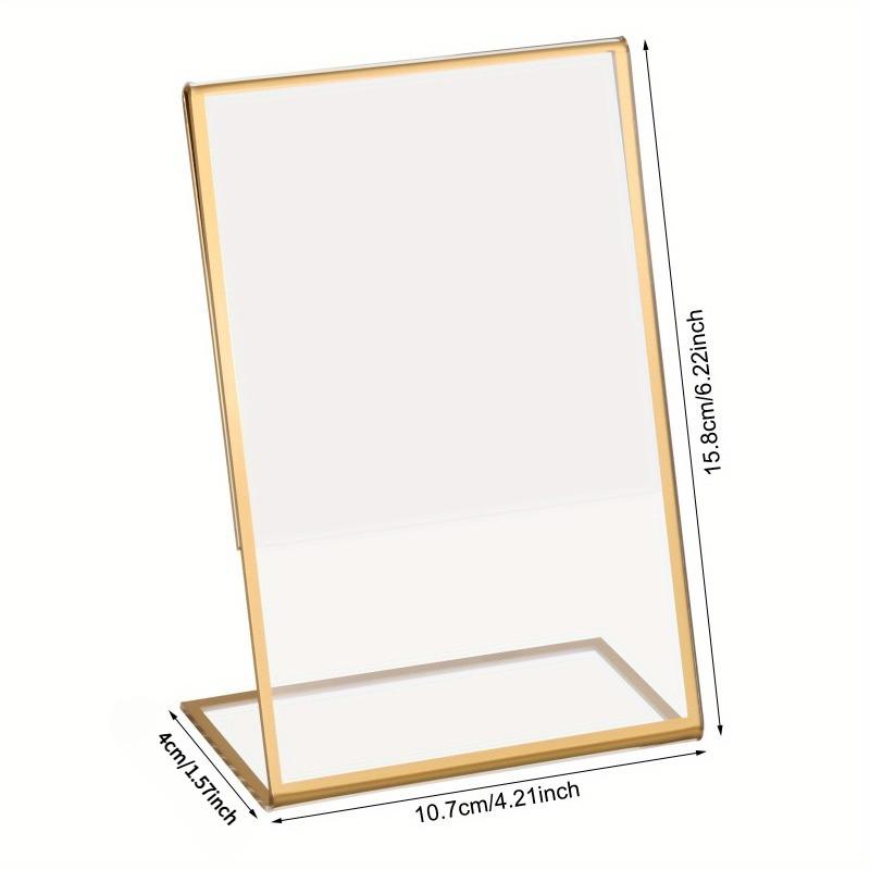 6/12pcs A6 Acrylic Sign Holders Table Stands Golden Frame Advertising Stand Showcasing Wedding Table Numbers Menu Counter Stands