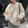Autumn and winter new retro twist pullover sweater women's loose fashion simple versatile knitted top trendy