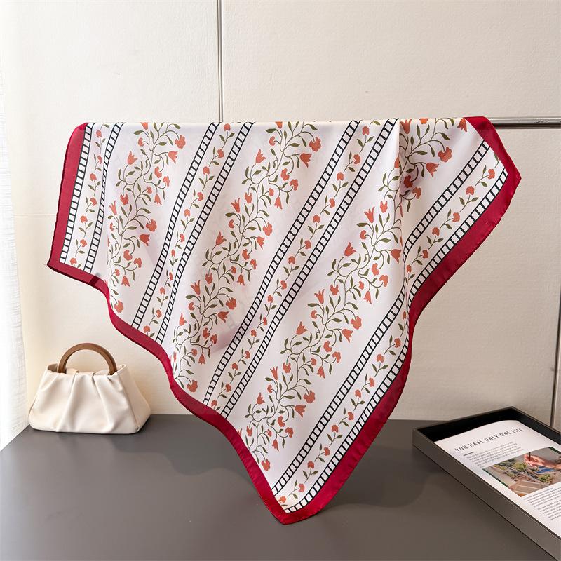70x70cm Square Scarf Women Imitation Silk Hairbands Foulard Women Bandands Kercheif Shawls Wraps Small Hijab Headband Bandana