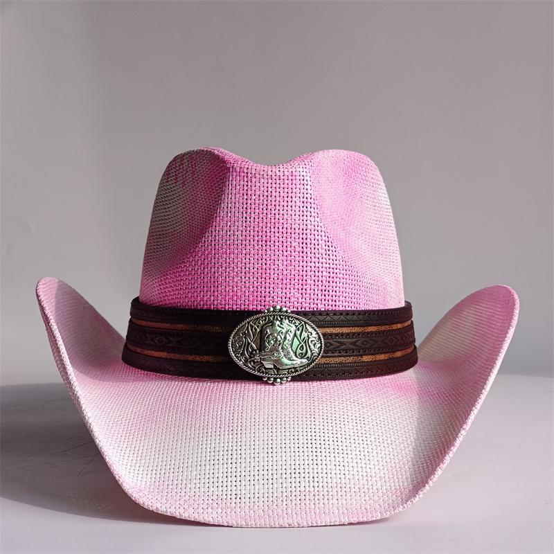 Westlicher Cowboy-Strohhut Bestickter Aufkleber 2026 Niedrigpreis-Ausverkauf Cowboyhut Sonnenhut Frühling/Sommer Breitkrempiger Hut Sombrero