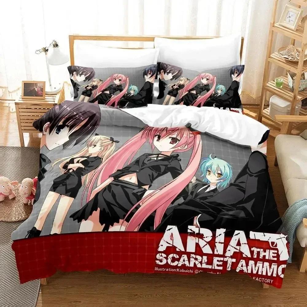 Nytt Aria The Scarlet Ammo Sängkläder Set Tecknad tre-delat set Vuxen Barn Sovrum Påslakan Set 3D-tryck Kawaii