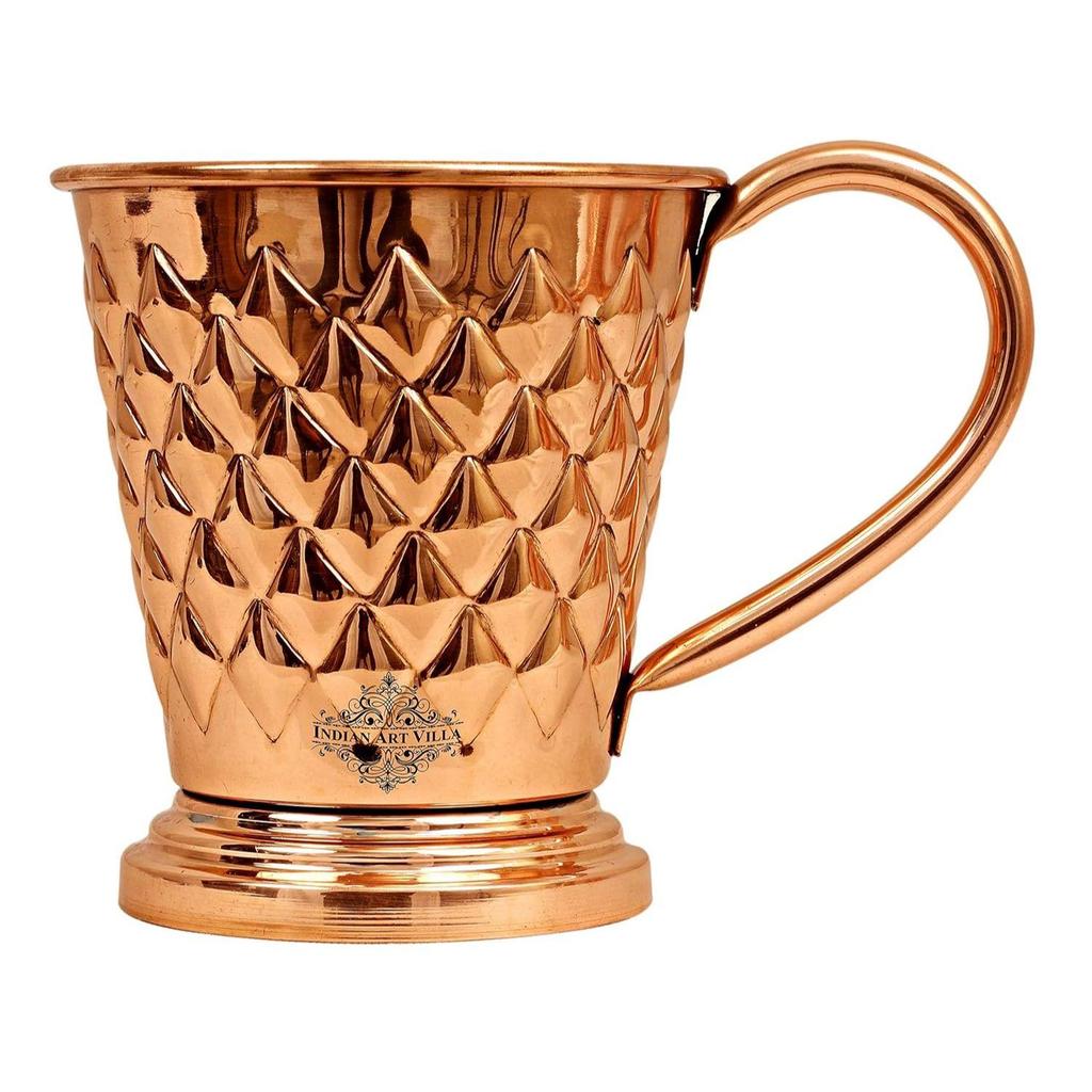 Reiner Kupfer Eimerförmig Diamantgehämmertes Design Moskau Mule Bierkrug Tasse, Bestens für Bier-Cocktailpartys, Barzubehör, Volumen-450ML