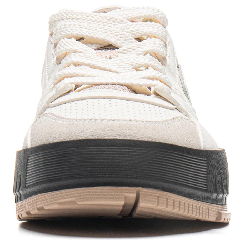 Li Ning Comfortable Versatile Thick Sole Height Increasing Shock Absorbing Wear Resistant Low Top Skate Shoes Women sneaker Cloud-White AGCU368-1