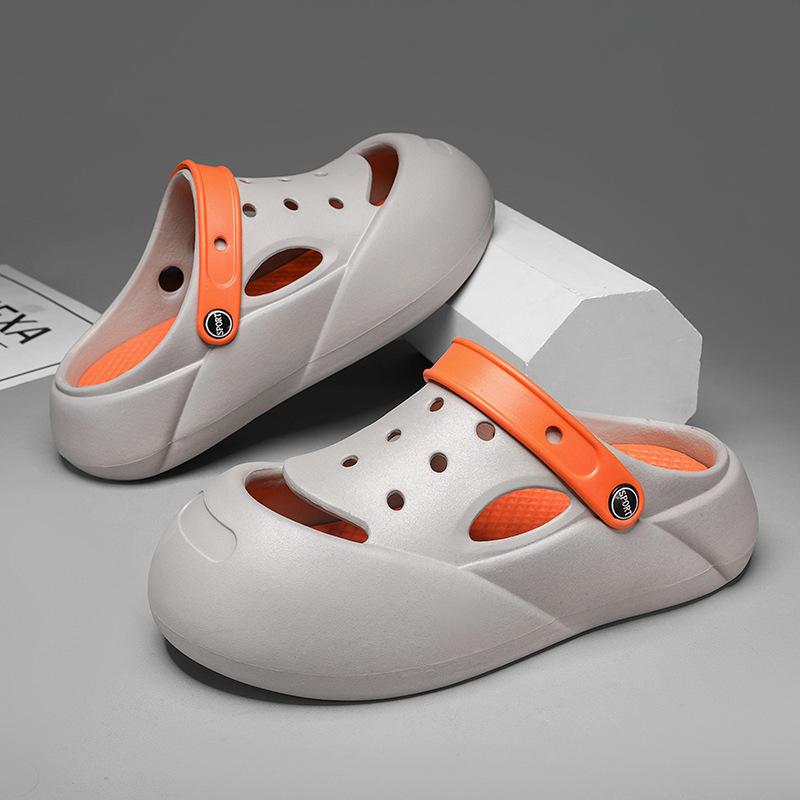 Popular new men's hole shoes, breathable, soft-soled sandals, thick-soled bag head slippers for summer wear
