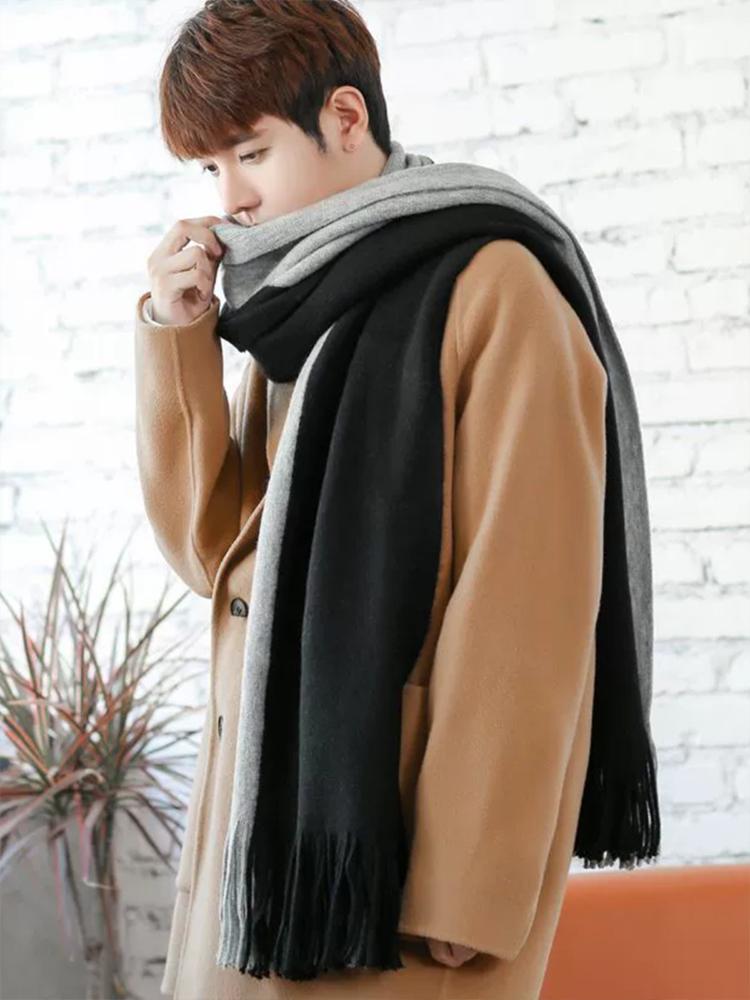 New Fashion Men'S Winter Korean Version Of The Wild Simple New Men'S Scarf Knitted Long Section Young People Students Scarf