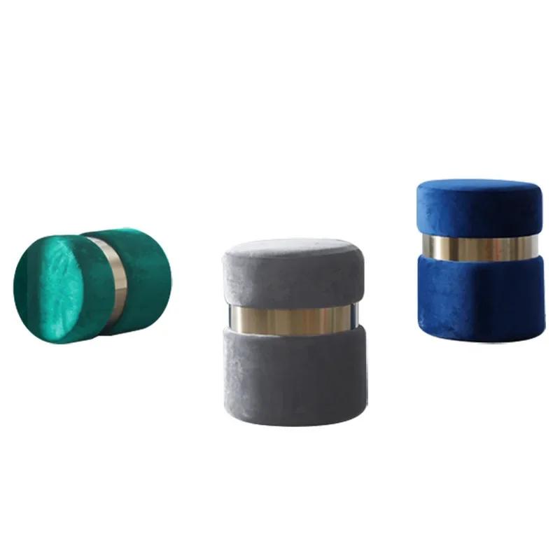 Velvet Ottoman with Storage Blue Vanity Chair Gold Legs Storage Footstool Living Room Elegant Storage Footstools