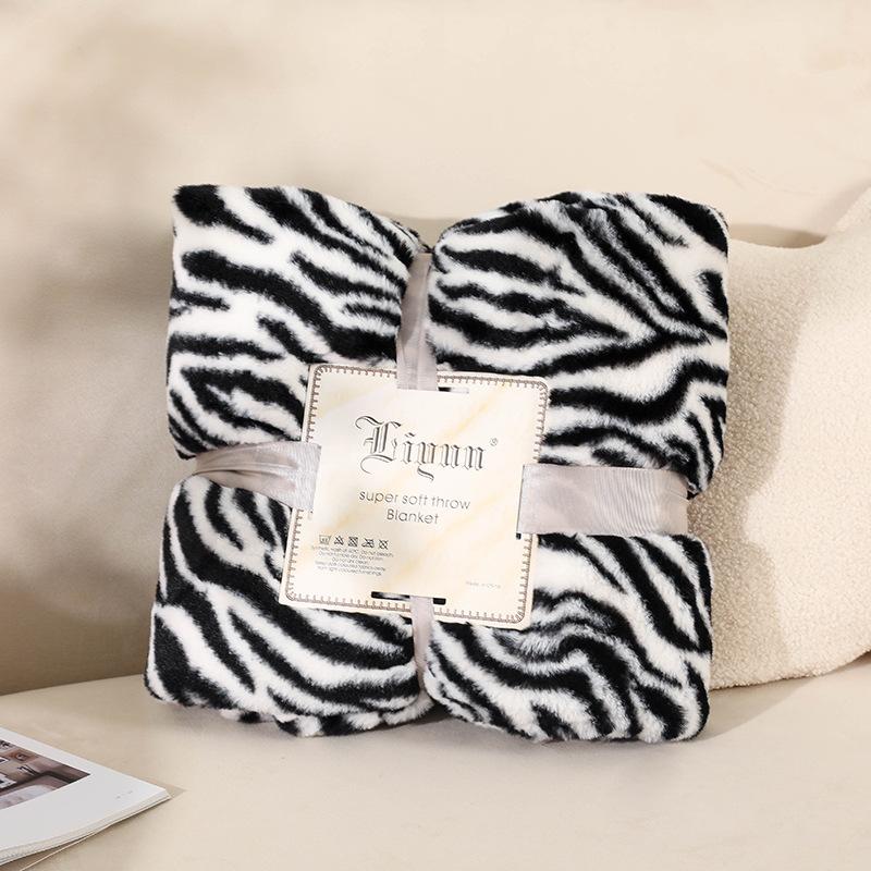 Leopard Print Blanket for Bed Thick Warm 2-Faced Zebra Cow Faux Animal Skin Winter Soft Sofa Throw Blankets Bedspread Bed Cover