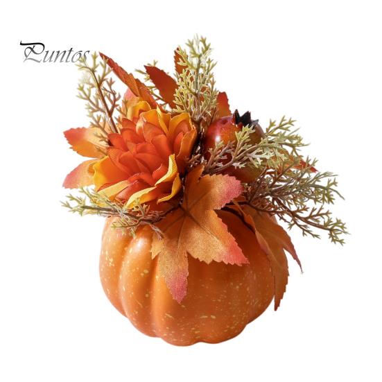 Urlaubsparty Tischdekoration Herbstkürbis Ornament, Künstlicher Schaumstoff mit Blume, Ahorn Innen Halloween Akzente Blätter, Beere für Herbsternte