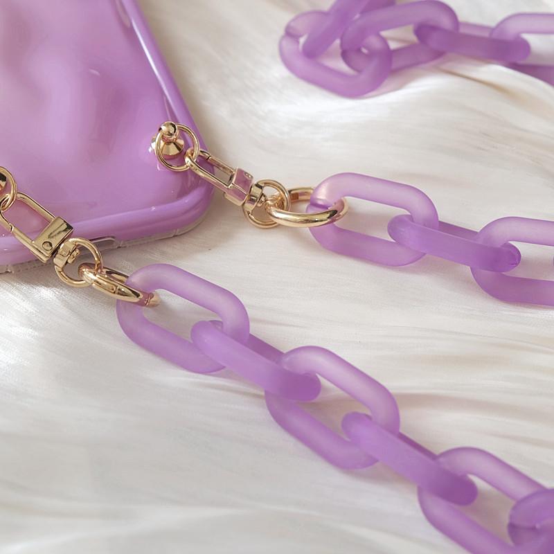 New Phone Chain Accessory Detachable Parts Neon Candy Matte Crossbody Resin Luxury Strap Phone Case Chains Acrylic Shoulder Lanyard Hanging Chain