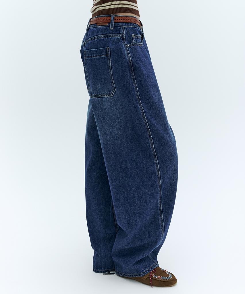 CITYBREEZE Washed Curved Wide Denim Pants_Blue