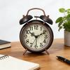 Super-Loud Twin-Bell Alarm Clock for Heavy Sleeper Retro Bedside Clock with Nightlight Battery Operated Quartz Table Clock