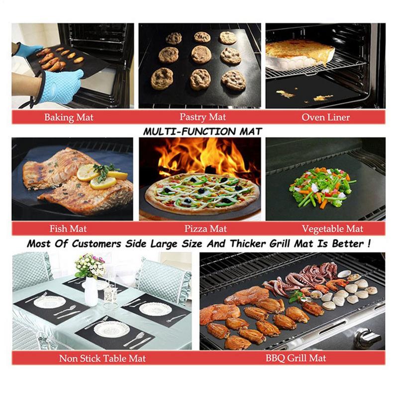 BBQ Mats 3pcs Grill Mats Non-Stick Oven Liners Baking Mat Fiberglass Grilling Baking Mat Easily Cleaned Kitchen BBQ Tool