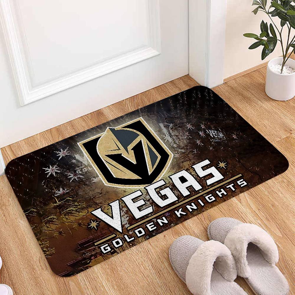 A-Hockey-Vegas-Golden Knights Emblem Floor Mats Living Room Decor Lounge Area Anti-slip Foot Mat Entrance Doormat