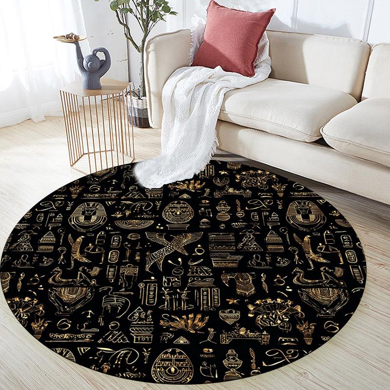 

Egyptian Culture pattern round rug,Carpet Rug for Living Room Bedroom Sofa Playroom Decor,Non-slip Floor Mat,Holiday Gifts and Birthday Gifts. 80cmx80cm
