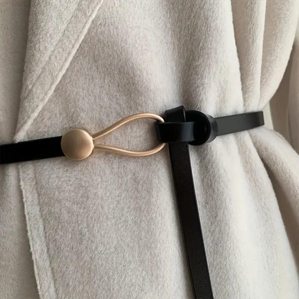 Solid Color Knotted Belt PU Leather Dress Belt New Waist Chain  for Jeans