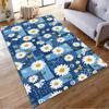 Blue Daisy Floral Pattern with Butterflies Non-slip Rug Suitable for Living Room and Bedroom Sofas