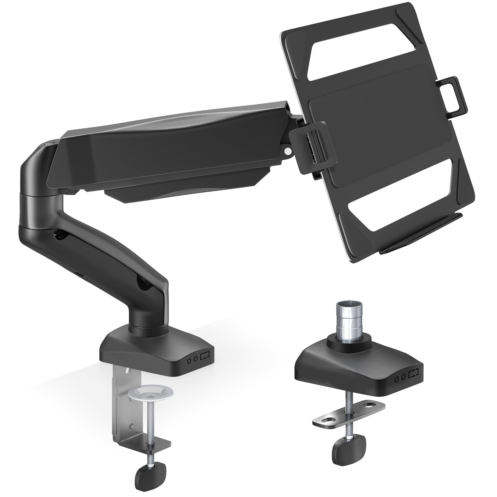 

ACCURTEK Laptop Monitor Arm with Fits up to Laptops and Gas Grommet and Clamp VESA 9kg Weight Cable Desk Number Tray, 17-inch 15-32-inch Monitors, чёрный