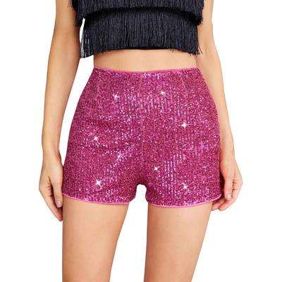 Women's Multi-coloured Fashion Beaded Spice Girls Shorts Elastic Waist Slim Stretch Sequin Pants Sexy Straight Shorts