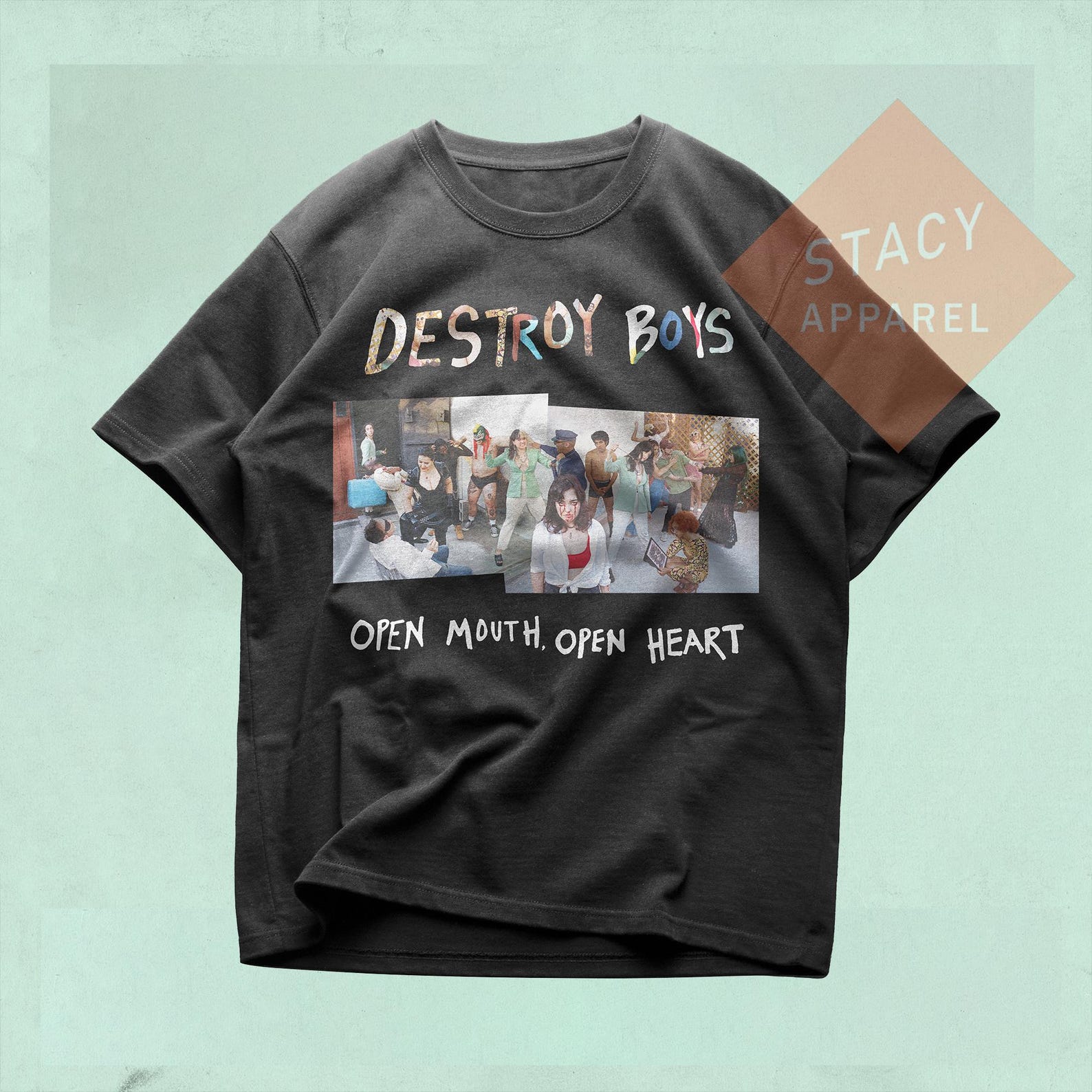 Limited Destroy Boys T-shirt - Open Mouth Open Heart Unisex Heavy Cotton Tee 4XL